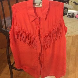 Sleeveless silk shirt